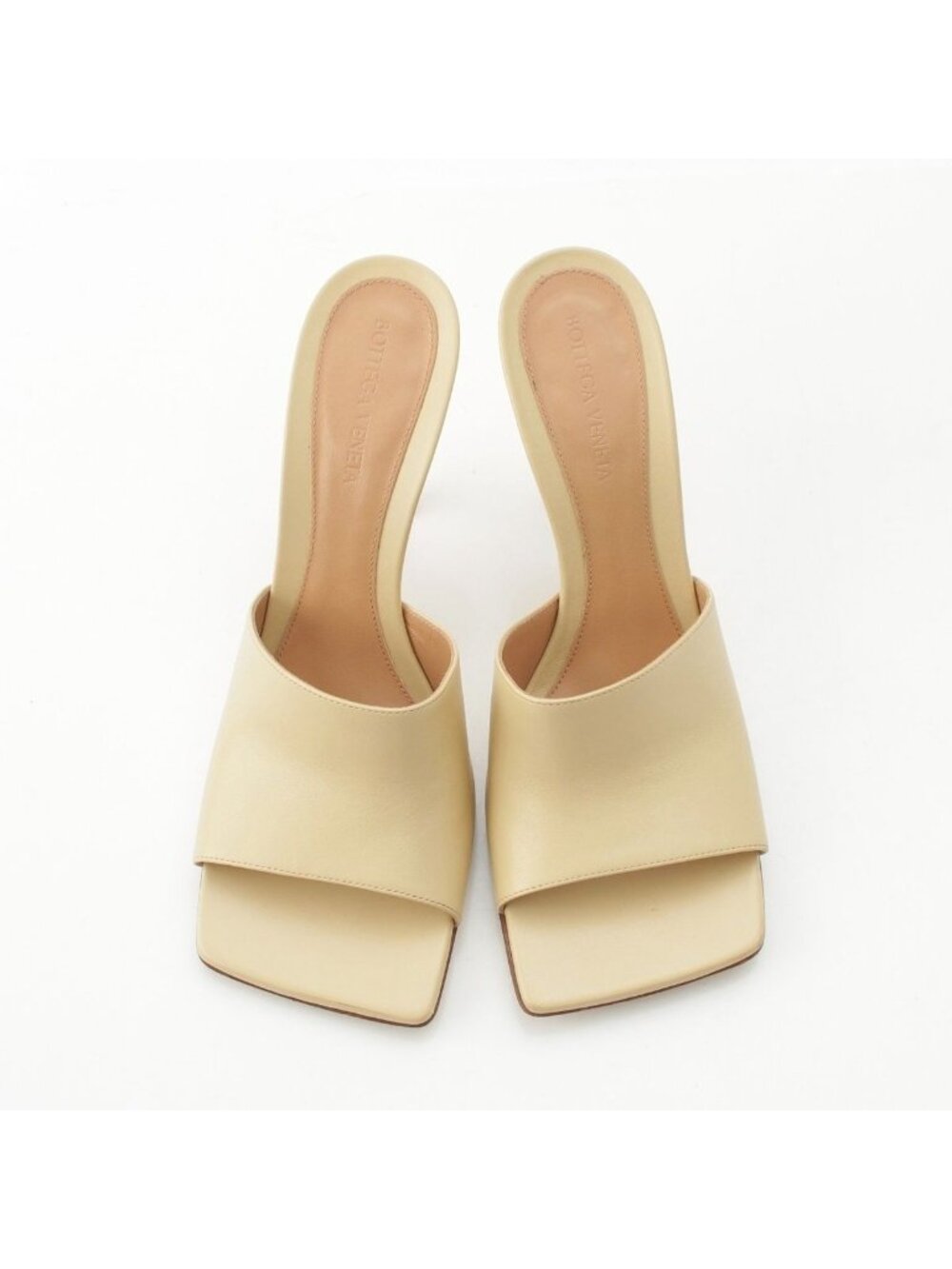 Bottega Veneta Leather Square Toe Sandals Beige - Picture 2 of 10